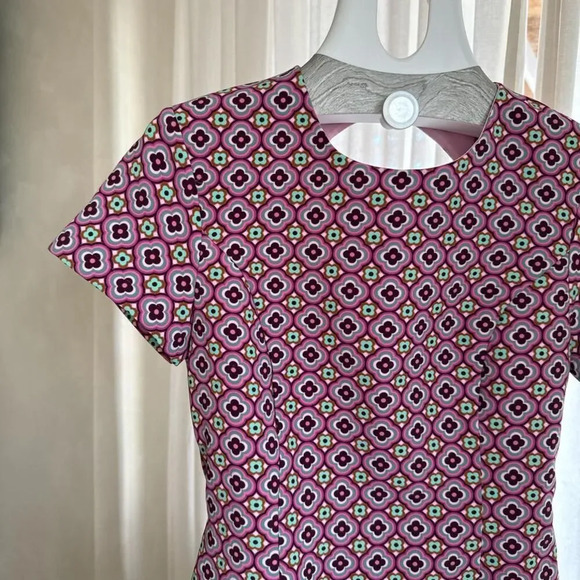 Zara Pink and Green Retro A-line mini dress with cut-out back - Picture 2 of 5